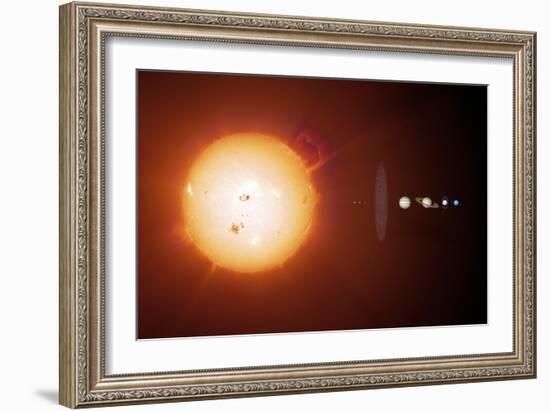 Sun And Planets, Size Comparison-Detlev Van Ravenswaay-Framed Photographic Print