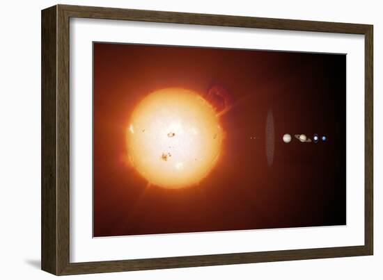 Sun And Planets, Size Comparison-Detlev Van Ravenswaay-Framed Photographic Print