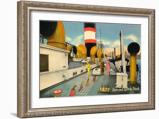 Sun and Sports Deck of Ocean Liner-null-Framed Art Print