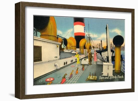 Sun and Sports Deck of Ocean Liner-null-Framed Art Print