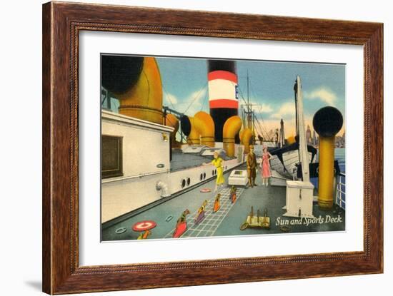 Sun and Sports Deck of Ocean Liner-null-Framed Art Print