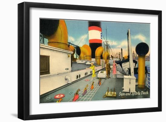 Sun and Sports Deck of Ocean Liner-null-Framed Art Print