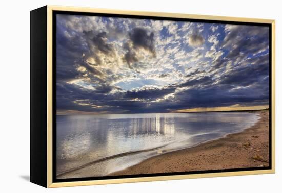 Sun Breaks Cloudy Morning, Superior Point, Lake Superior, Wisconsin, USA-Chuck Haney-Framed Premier Image Canvas