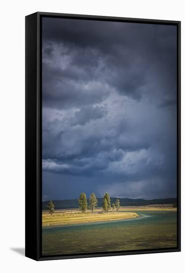 Sun Breaks Through An Afternoon Thunderstorm Over The Yellowstone River In The Hayden Valley-Bryan Jolley-Framed Stretched Canvas