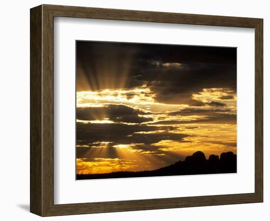 Sun Bursts Behind The Olgas, Uluru Kata Tjuta National Park, Australia-Merrill Images-Framed Photographic Print