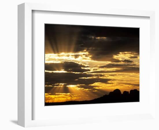 Sun Bursts Behind The Olgas, Uluru Kata Tjuta National Park, Australia-Merrill Images-Framed Photographic Print