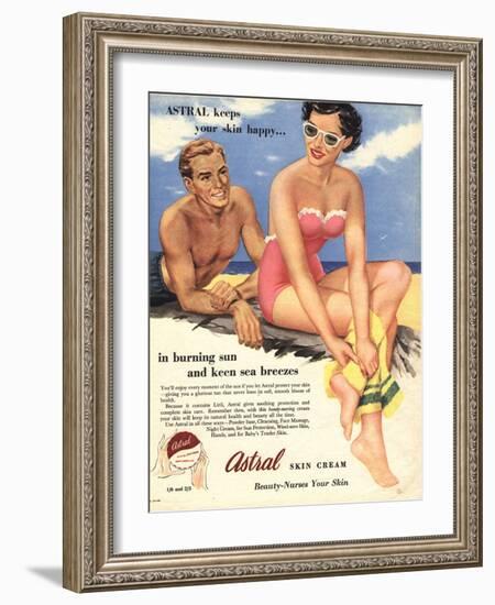 Sun Creams Lotions Tan Tanning Sunburn Astral Suntans Sunbathing, UK, 1950-null-Framed Giclee Print