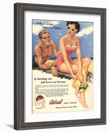 Sun Creams Lotions Tan Tanning Sunburn Astral Suntans Sunbathing, UK, 1950-null-Framed Giclee Print