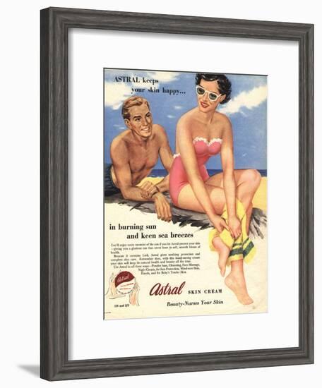 Sun Creams Lotions Tan Tanning Sunburn Astral Suntans Sunbathing, UK, 1950-null-Framed Giclee Print