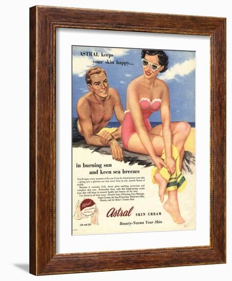 Sun Creams Lotions Tan Tanning Sunburn Astral Suntans Sunbathing, UK, 1950-null-Framed Giclee Print