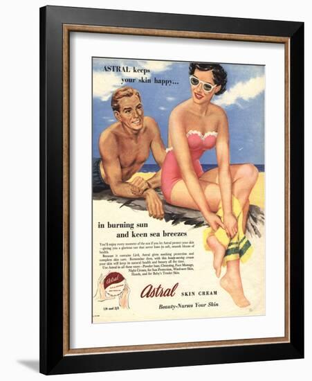 Sun Creams Lotions Tan Tanning Sunburn Astral Suntans Sunbathing, UK, 1950-null-Framed Giclee Print