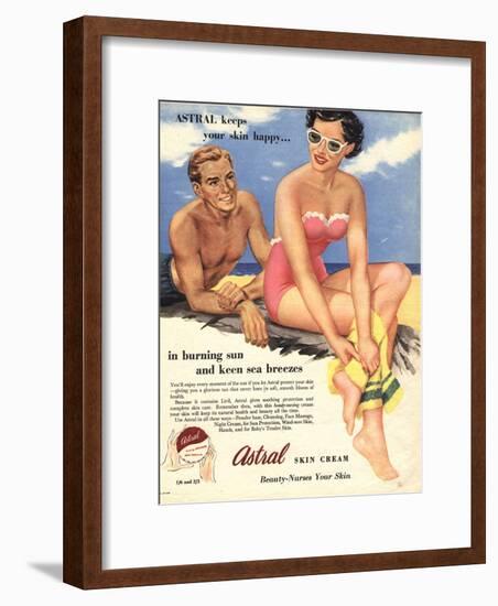 Sun Creams Lotions Tan Tanning Sunburn Astral Suntans Sunbathing, UK, 1950-null-Framed Giclee Print