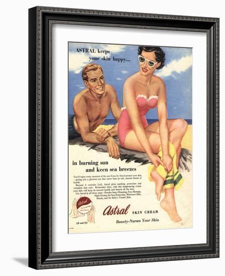 Sun Creams Lotions Tan Tanning Sunburn Astral Suntans Sunbathing, UK, 1950-null-Framed Giclee Print