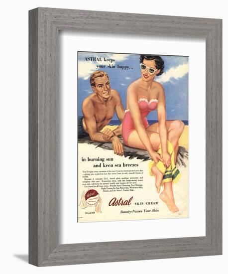 Sun Creams Lotions Tan Tanning Sunburn Astral Suntans Sunbathing, UK, 1950-null-Framed Giclee Print