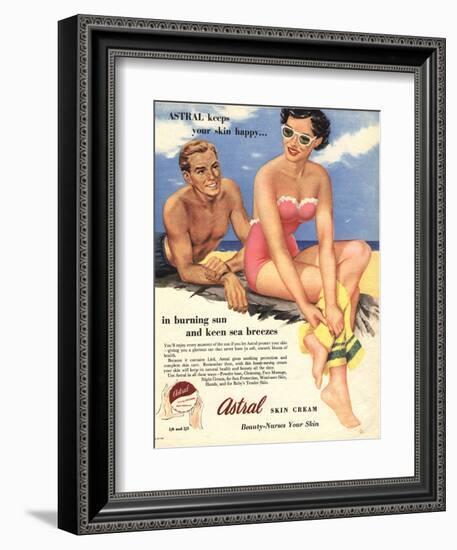 Sun Creams Lotions Tan Tanning Sunburn Astral Suntans Sunbathing, UK, 1950-null-Framed Giclee Print