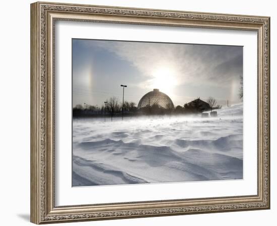 Sun Dog Forms Above the Desert Dome at Omaha's Henry Doorly Zoo, in Omaha, Nebraska-null-Framed Photographic Print