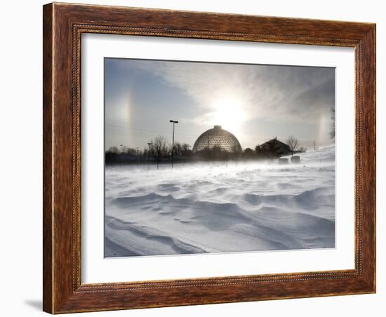 Sun Dog Forms Above the Desert Dome at Omaha's Henry Doorly Zoo, in Omaha, Nebraska-null-Framed Photographic Print