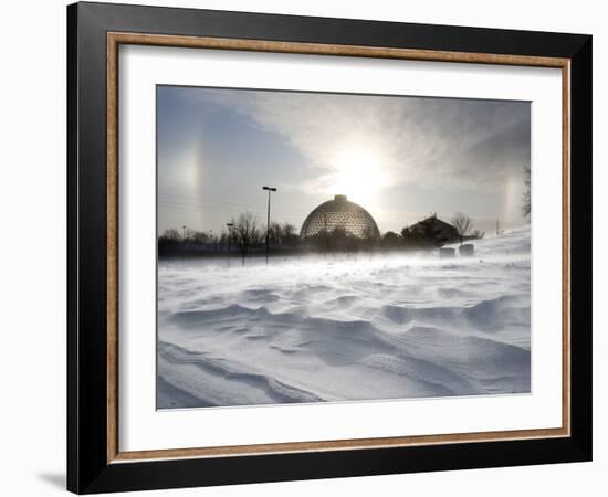 Sun Dog Forms Above the Desert Dome at Omaha's Henry Doorly Zoo, in Omaha, Nebraska-null-Framed Photographic Print