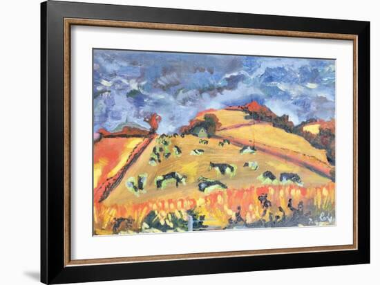 Sun, Fields, Cows: Somerset, 1998-Robert Hobhouse-Framed Giclee Print