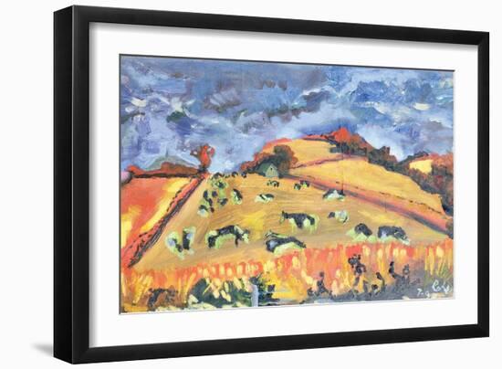 Sun, Fields, Cows: Somerset, 1998-Robert Hobhouse-Framed Giclee Print