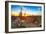 Sun is Setting between Saguaros, in Sonoran Desert.-Anton Foltin-Framed Photographic Print