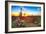 Sun is Setting between Saguaros, in Sonoran Desert.-Anton Foltin-Framed Photographic Print