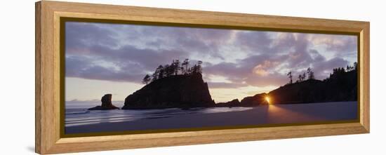 Sun Light Coming Through an Arch at Sunset on 2nd Beach in Olympic National Park, Wa-null-Framed Premier Image Canvas