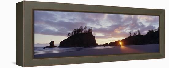 Sun Light Coming Through an Arch at Sunset on 2nd Beach in Olympic National Park, Wa-null-Framed Premier Image Canvas