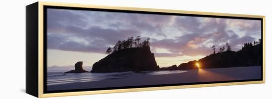 Sun Light Coming Through an Arch at Sunset on 2nd Beach in Olympic National Park, Wa-null-Framed Premier Image Canvas
