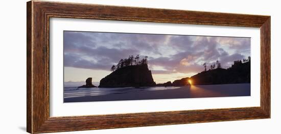 Sun Light Coming Through an Arch at Sunset on 2nd Beach in Olympic National Park, Wa-null-Framed Photographic Print