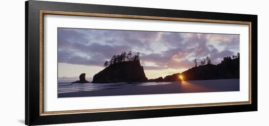 Sun Light Coming Through an Arch at Sunset on 2nd Beach in Olympic National Park, Wa-null-Framed Photographic Print