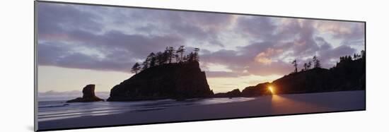 Sun Light Coming Through an Arch at Sunset on 2nd Beach in Olympic National Park, Wa-null-Mounted Photographic Print