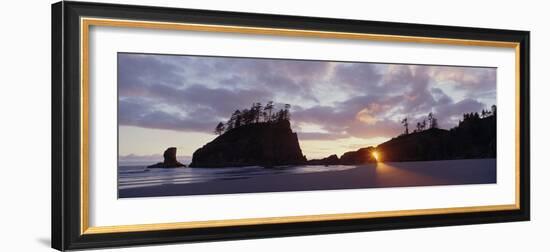 Sun Light Coming Through an Arch at Sunset on 2nd Beach in Olympic National Park, Wa-null-Framed Photographic Print