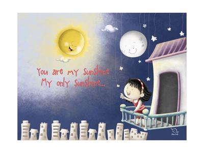 Sun Moon Stars Art Print Blue Fish Art Com