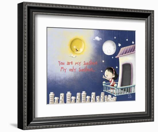 Sun, Moon, Stars-Blue Fish-Framed Premium Giclee Print