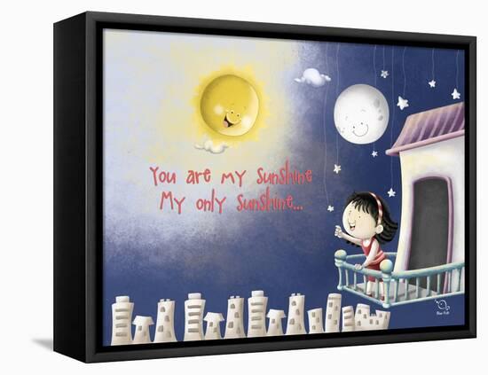 Sun, Moon, Stars-Blue Fish-Framed Stretched Canvas