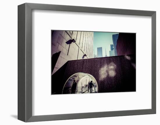 Sun reflection, water design tunnel, business district, Manhattan, New York, USA-Andrea Lang-Framed Photographic Print