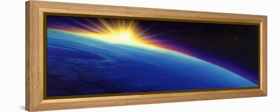 Sun Rising over the Earth-null-Framed Premier Image Canvas