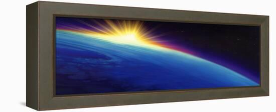 Sun Rising over the Earth-null-Framed Premier Image Canvas