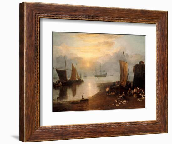 Sun Rising Through Vapour: Fishermen Cleaning and Selling Fish-J. M. W. Turner-Framed Giclee Print