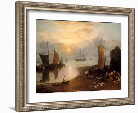 Sun Rising Through Vapour: Fishermen Cleaning and Selling Fish-J. M. W. Turner-Framed Giclee Print