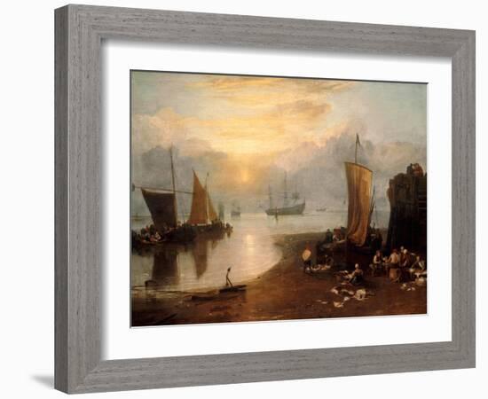 Sun Rising Through Vapour: Fishermen Cleaning and Selling Fish-J. M. W. Turner-Framed Giclee Print