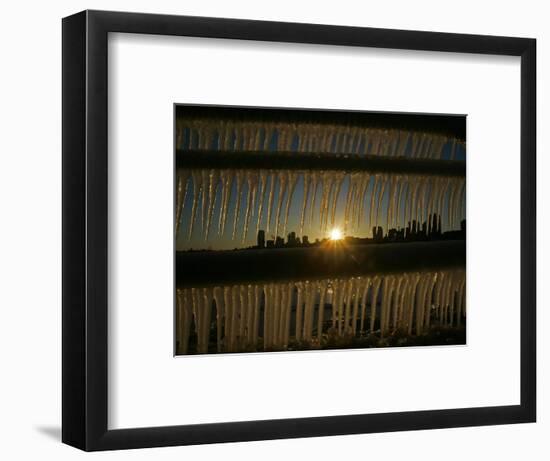 Sun Sets on a Sub Zero Day Behind the Skyline of Milwaukee-null-Framed Photographic Print