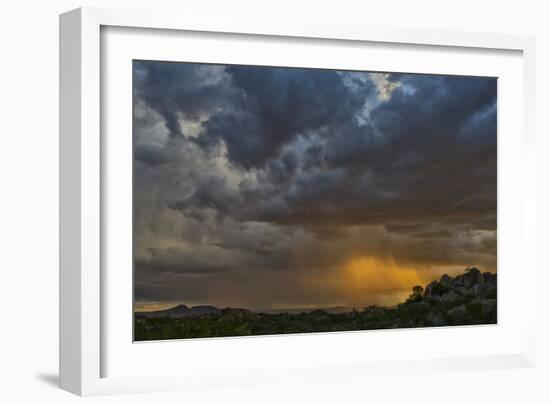 Sun Sets On Mopane Trees & Granite Boulders, Rain Storm Through Damaraland At The Hoada Campsite-Karine Aigner-Framed Photographic Print