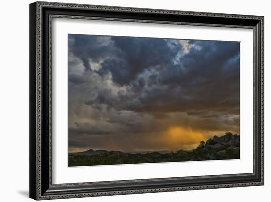 Sun Sets On Mopane Trees & Granite Boulders, Rain Storm Through Damaraland At The Hoada Campsite-Karine Aigner-Framed Photographic Print