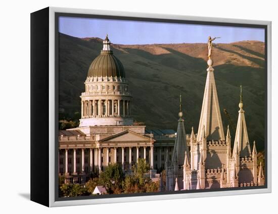 Sun Sets on Utah's Capitol Building-null-Framed Premier Image Canvas