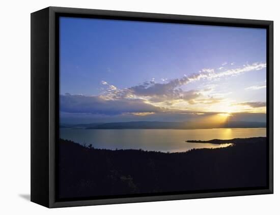 Sun Sets over Flathead Lake, Montana, USA-Chuck Haney-Framed Premier Image Canvas