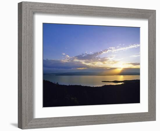 Sun Sets over Flathead Lake, Montana, USA-Chuck Haney-Framed Photographic Print