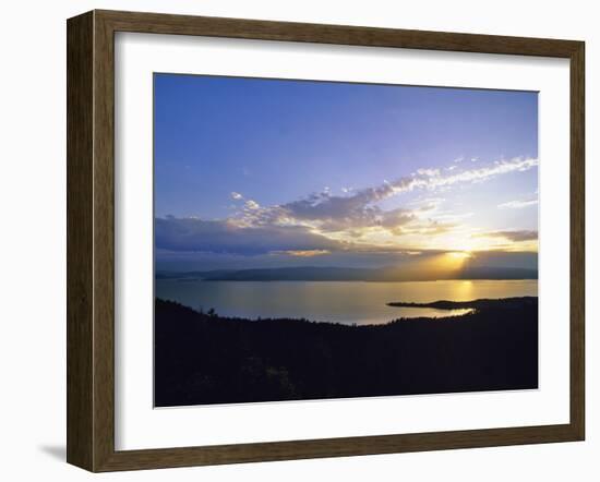 Sun Sets over Flathead Lake, Montana, USA-Chuck Haney-Framed Photographic Print