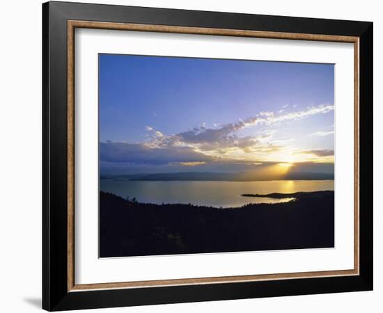 Sun Sets over Flathead Lake, Montana, USA-Chuck Haney-Framed Photographic Print